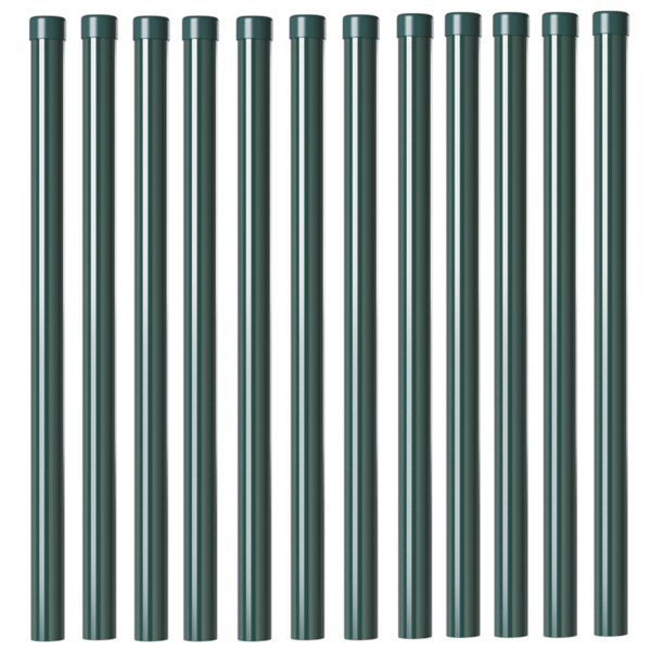 Stängselstolpe 12 pcs Grön 70 cm Pulverlackerad stål
