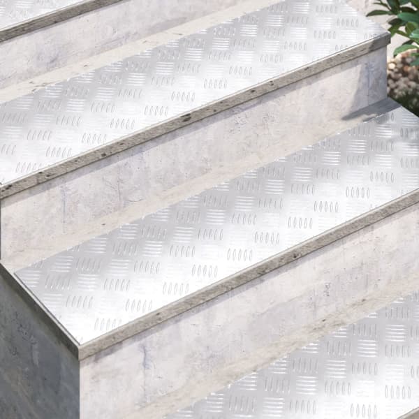 Trappsteg Rektangulär 4 pcs Silver 100 x 25 cm Aluminium