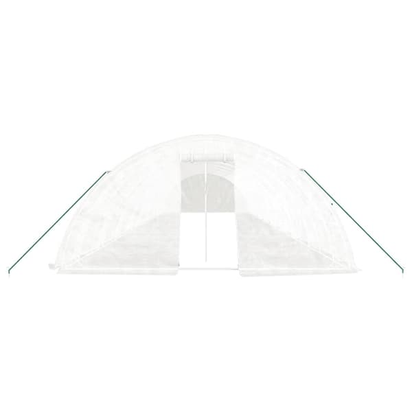 Växthus med stålram vit 90 m² 18x5x2,3 m