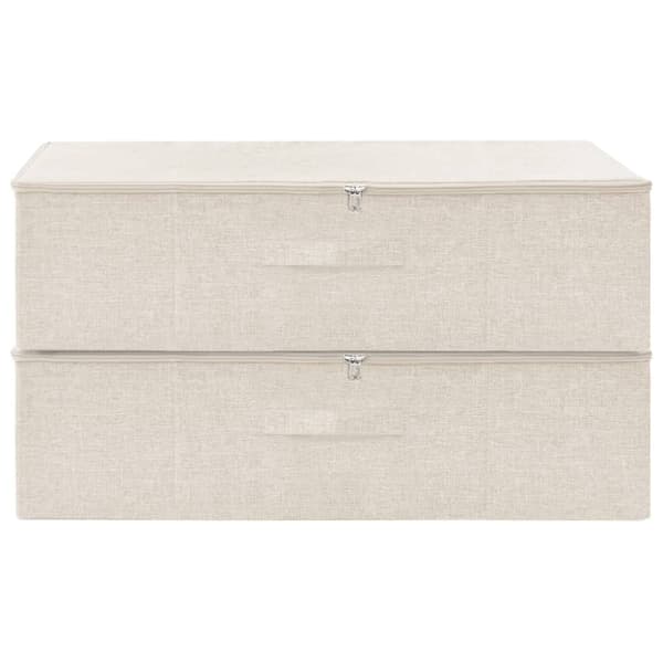 Förvaringslåda 2 st tyg 70x40x18 cm gräddvit