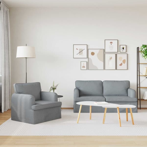 Soffset 2 pcs Ljusgrå 162 x 80 x 85 cm tyg