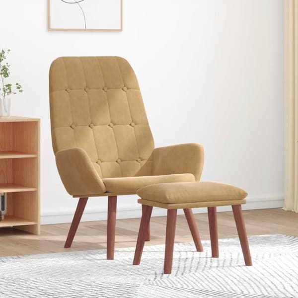Vilstol med fotpall brun sammet