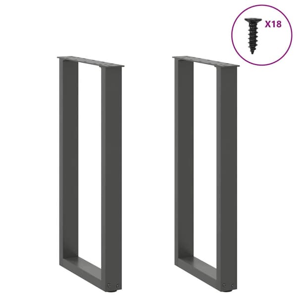 Konsolbordsben U-formade 2 st antracit 28x(72-73) cm stål