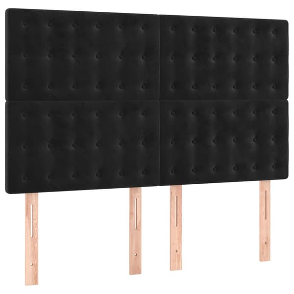 Ramsäng med madrass svart 140x200 cm sammet