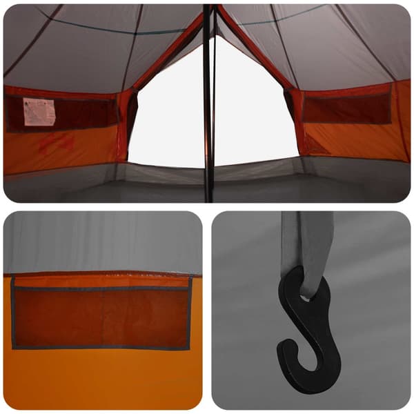 Tipi Tält Grå och orange 800 x 800 x 430 cm Polyester och Stål