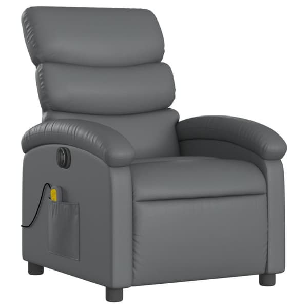 Elektrisk massagefåtölj grå konstläder