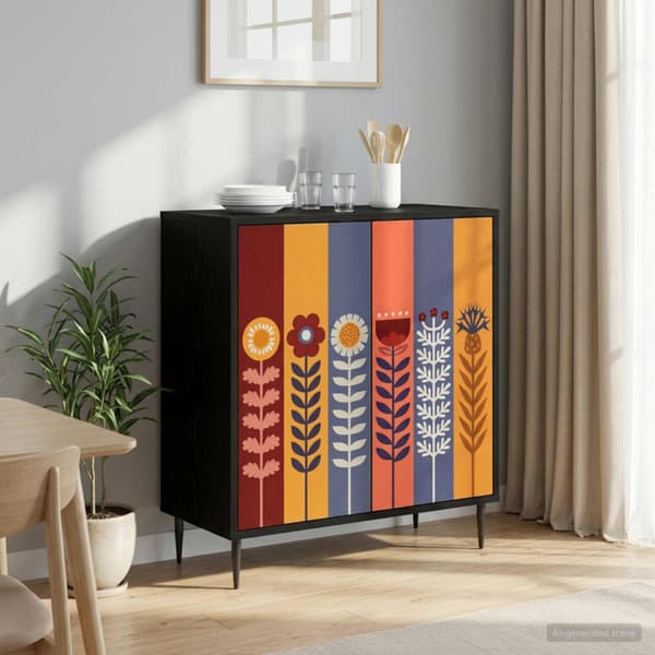 Sideboard ESSEN Svart ek 69 x 33 x 76 cm Konstruerat trä