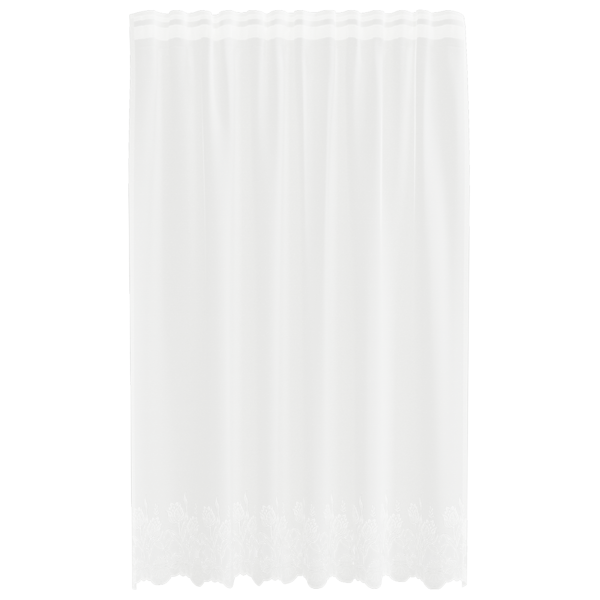 Spetsgardin med gardiner Blommor Vit 180 x 150 cm Polyester