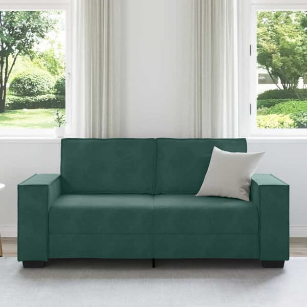 Soffa 2-sits mörkgrön 180x78x84 cm sammet