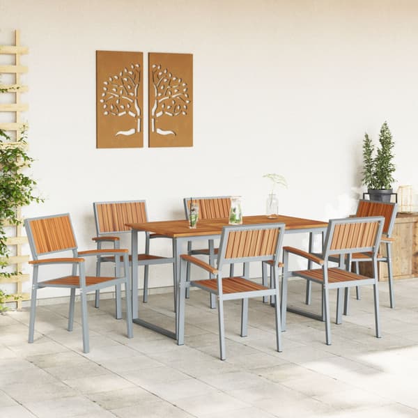 Trädgårdsmöbelset 7 pcs Grå Massivt Akaciaträ