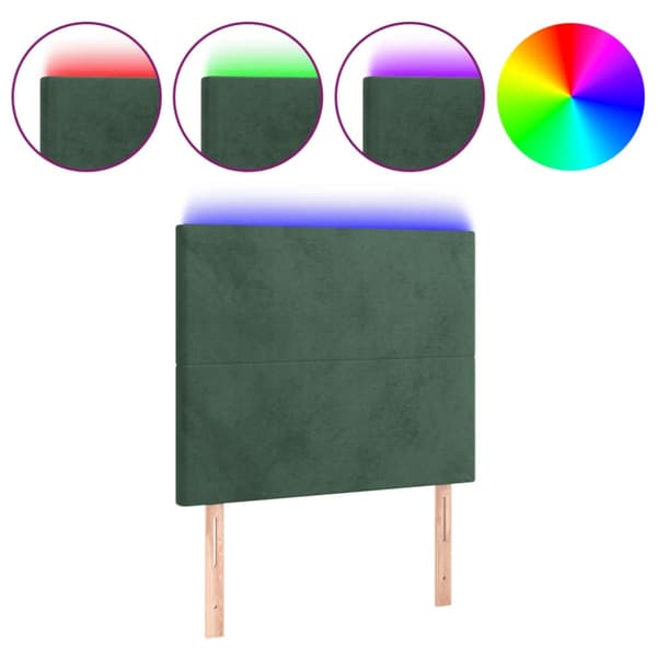 Sänggavel LED mörkgrön 100x5x118/128 cm sammet