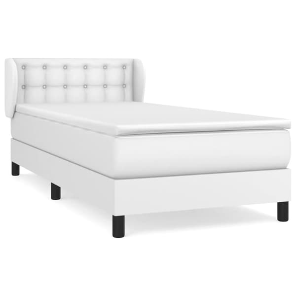 Ramsäng med madrass vit 100x200 cm konstläder
