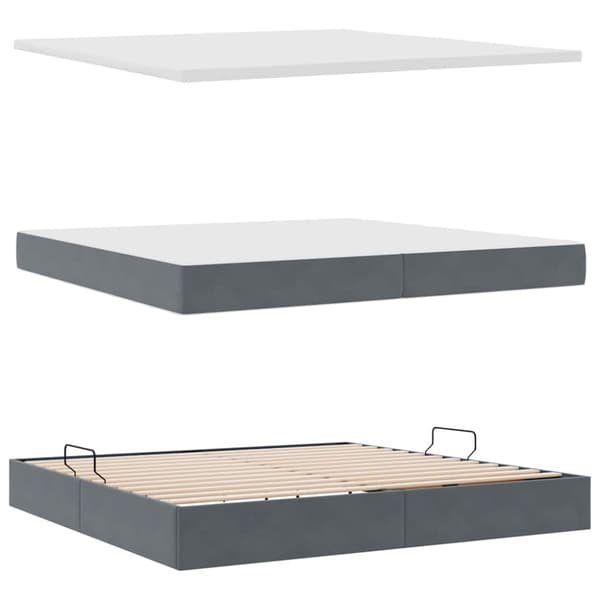 Förvaringssäng med madrass Mörkgrå 200 x 200 cm Sammet