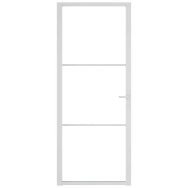 Innerdörr 83x201,5 cm vit ESG-glas och aluminium