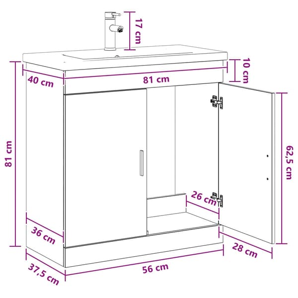 Badrumsmöbelset Sonoma-ek 81 x 40 x 84,5 cm Konstruerat trä