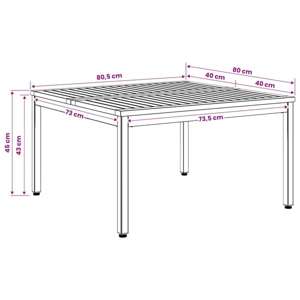 Kaffeebord Vit 80 x 80,5 x 45 cm Massivt Akaciaträ