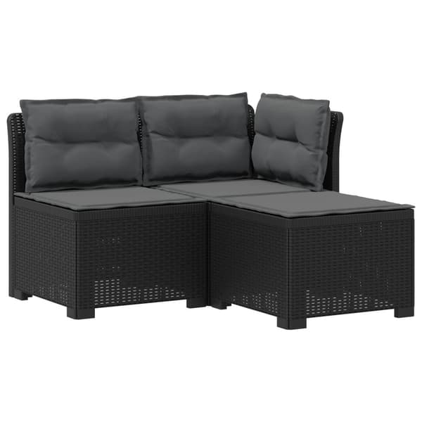 3-sits trädgårdsoffa med kuddar Rattan-look PP Antracit