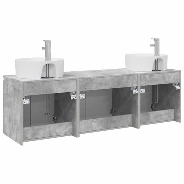 Badrumsskåpsset 3 st Betonggrå 49,5 x 44,5 x 65 cm