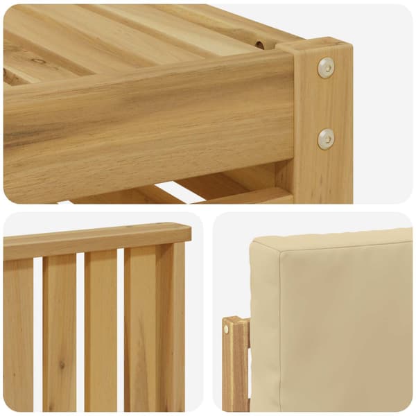 Utomhussoffset 8 pcs Vit och Beige 59 x 59 x 37 cm Polyester