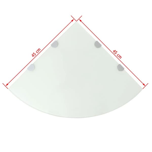 Hörnhylla glas med förkromade hyllkonsoler vit 45x45 cm