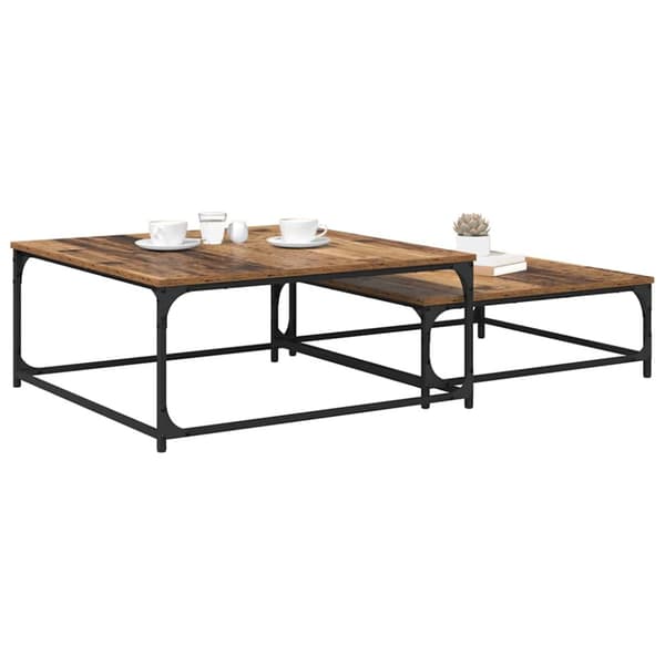 Kaffeebord 2 pcs Gammalt trä Konstruerat trä