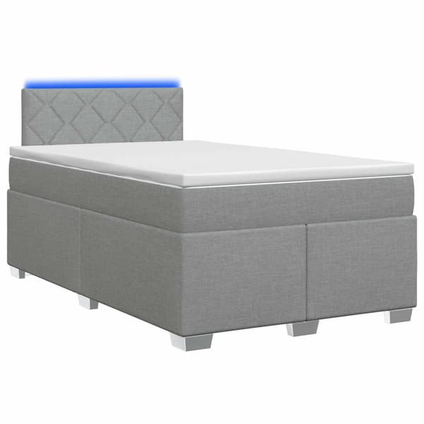 Boxspring säng med madrass och LED Ljusgrå 120 x 190 cm Tyg