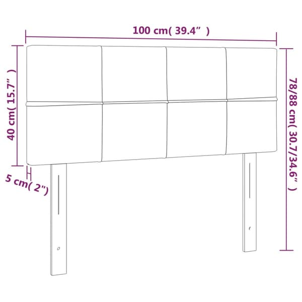 Sänggavel rosa 100 x 5 x 78/88 cm sammet