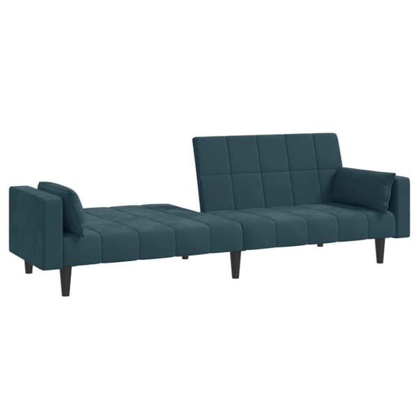 Bäddsoffa 2-sits med två kuddar blå sammet