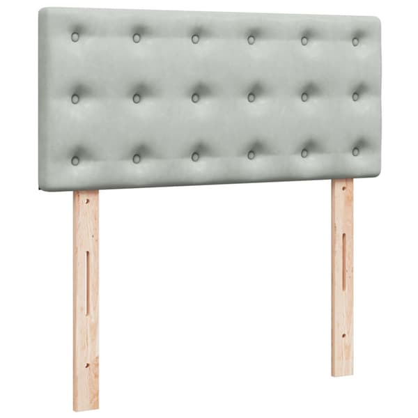 Ramsäng med madrass ljusgrå 90x190 cm sammet