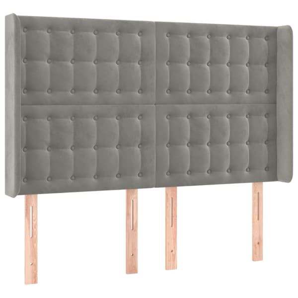 Ramsäng med madrass & LED ljusgrå 140x190 cm sammet