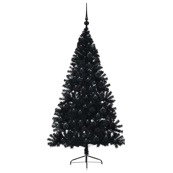 Konstgjord Förbelyst Julgran Svart 180 cm PVC