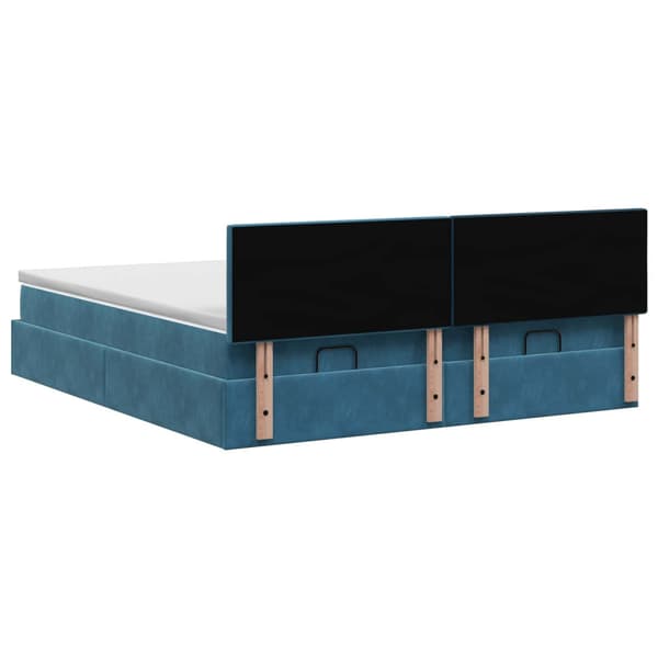 Ottoman-säng med madrass och LED Mörkblå 160 x 200 cm Sammet