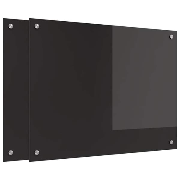 Köksskydd 2 st Svart 80 x 60 cm härdat glas