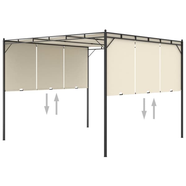 Trädgårdspaviljong med draperier 3x3x2,25m gräddvit