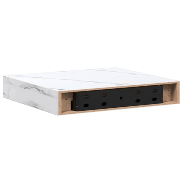 Vägg hylla 4 pcs Vit marmor 23 x 23,5 x 4 cm Konstruerat trä