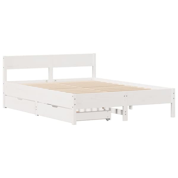 Sängram utan madrass vit 135x190 cm massiv furu