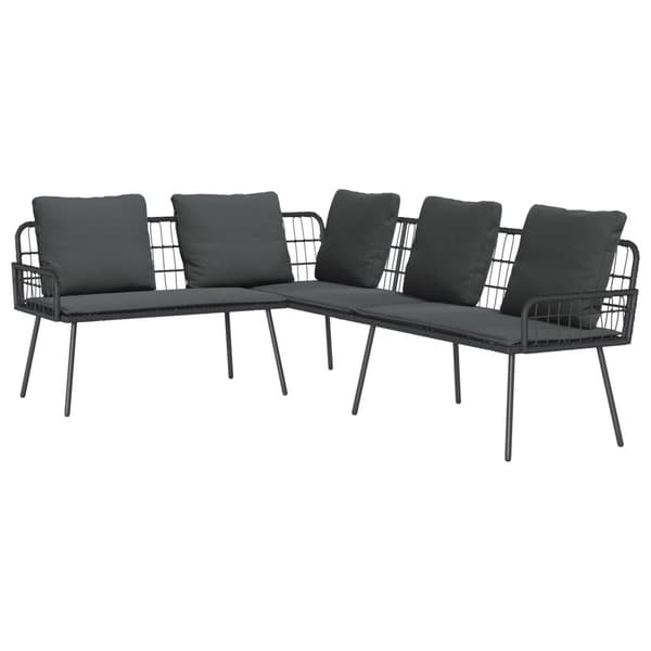 Trädgårdsoffset med kudde 2 pcs Svart konstrotting