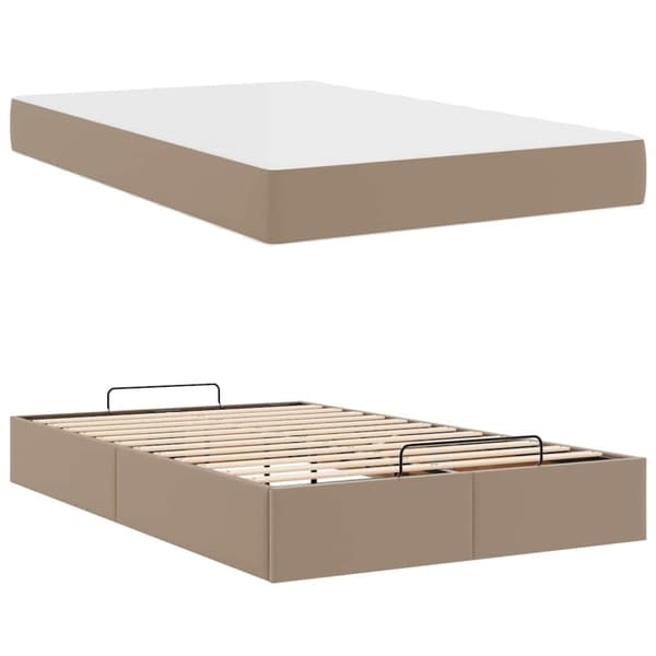 Sängram med madrass Övrigt 2 pcs Tan PVC