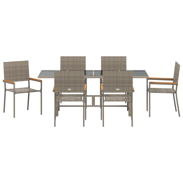Trädgårdsmöbelset 7 pcs Grå konstrotting