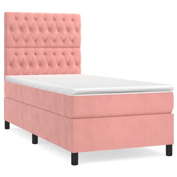 Ramsäng med madrass rosa 100x200 cm sammet