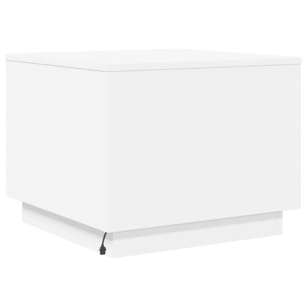 Soffbord med LED vit 50x50x40 cm