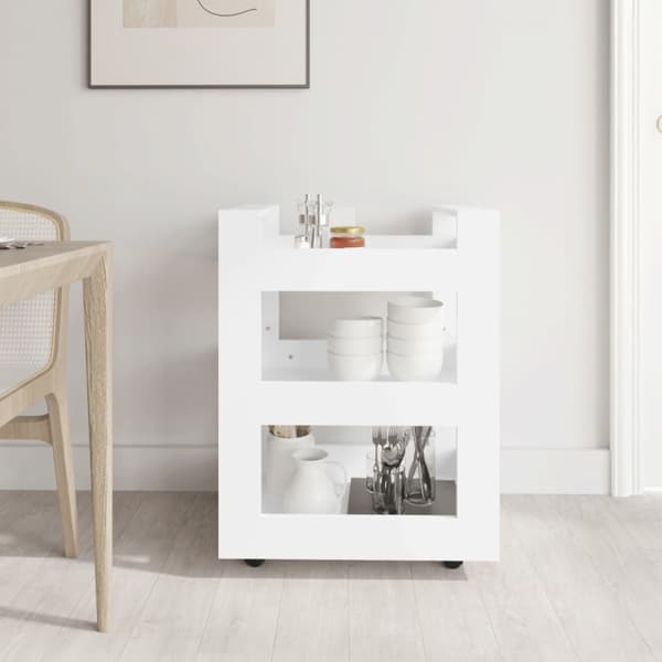 Köksvagn vit 60x45x80 cm konstruerat trä