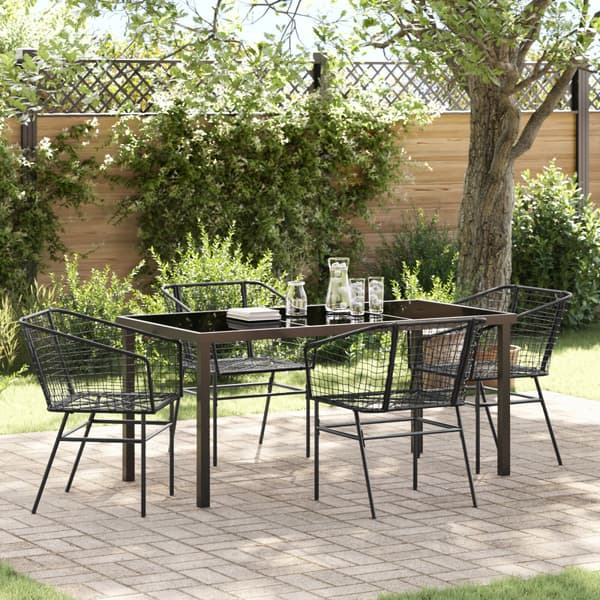 Trädgårdsmöbelset 5 pcs Svart konstrotting