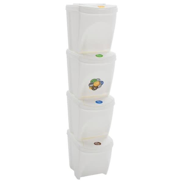 Stapelbara soptunnor 4 st vit 100 L polypropen