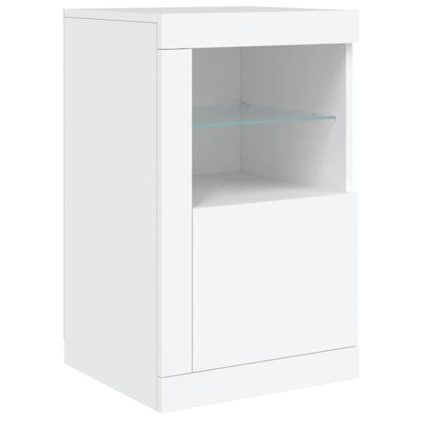 Skänk med LED-belysning vit 123x37x67 cm