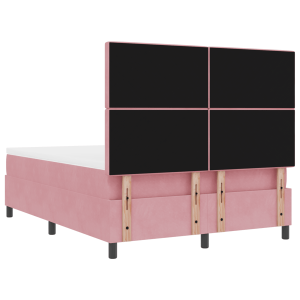LED Box Säng med madrass Rosa 140 x 190 cm Sammet