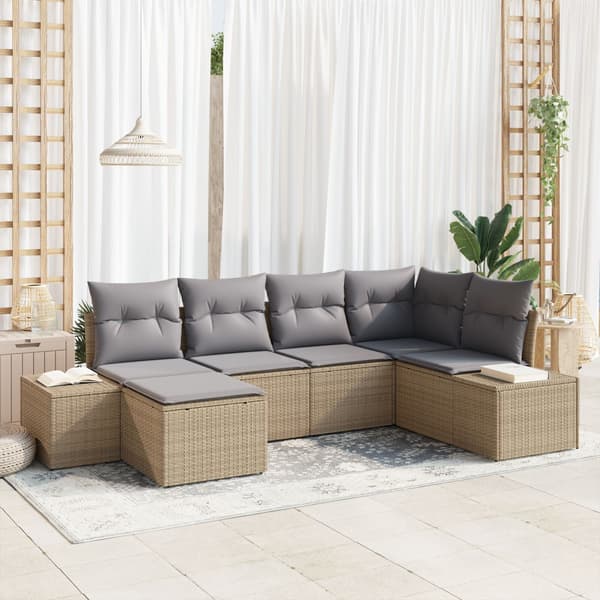 Trädgårdsoffset 6 st Beige och Grå konstrotting