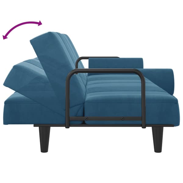 Bäddsoffa med armstöd blå sammet
