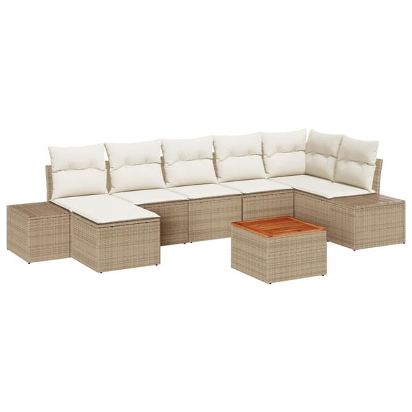 Trädgårdsoffset med kudde 8 pcs Beige konstrotting
