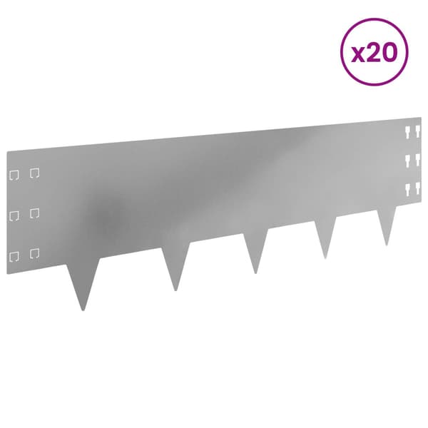 Kant för gräsmatta 20 pcs 100 x 30 cm Stål Silver